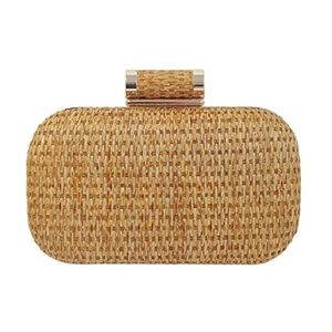 Joice Raffia Straw Box Clutch
